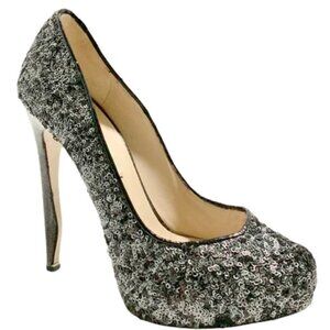 NICHOLAS KIRKWOOD Italy Gunmetal Glitter Stiletto Platform Pump 7 MSRP $550